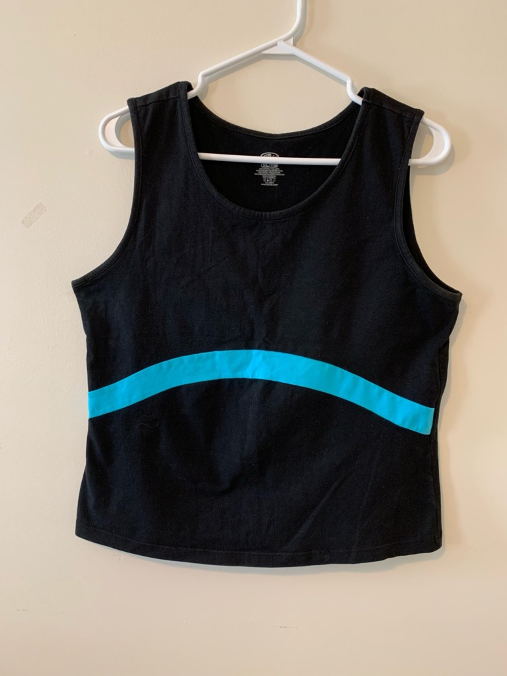 Athletic Works Black Tank Top with Teal Wave Accent